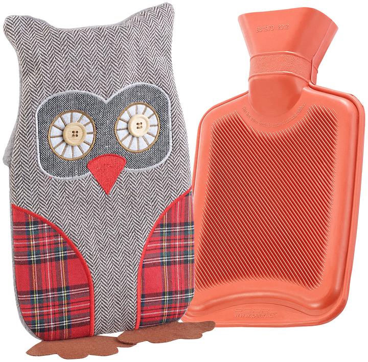 Infactory Kinder-Wärmflasche mit Eulen-Bezug, 1 Liter (0.50 l, Bettflasche mit Bezug)