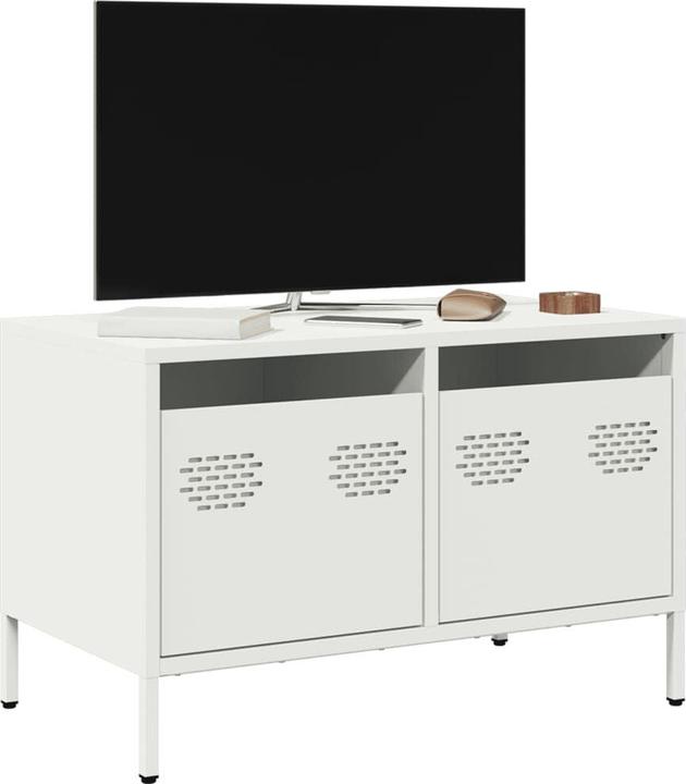 Produktbild VidaXL TV Schrank Fernsehtisch Fernsehschrank Lowboard Weiss Kaltgewalzter Stahl