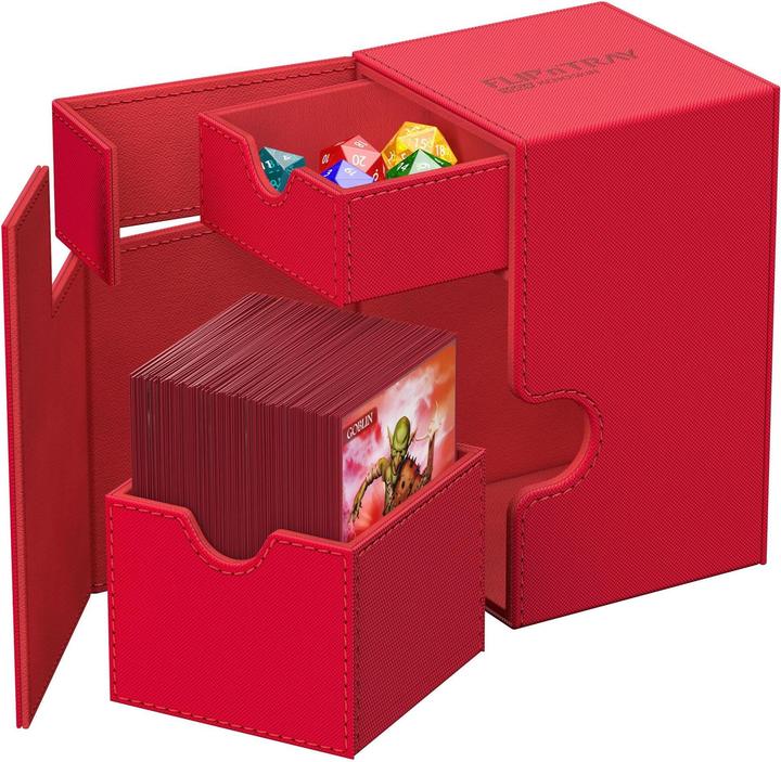 Actual product image Ultimate Guard Card Box Flip'n'Tray XenoSkin Monocolor 100+ Red