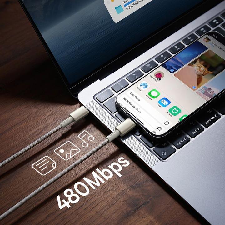 Produktbild Baseus Cable USB-C to USB-C Tungsten Gold, 100W, 2m (gold) (2 m, USB 2.0, 100 W)