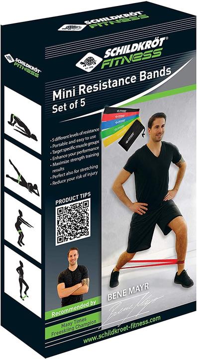 Actual product image Schildkröt Mini Resistance Band 5er Set (0.30 m, Extra Light, Easy, Medium, Strong, Extra strength)