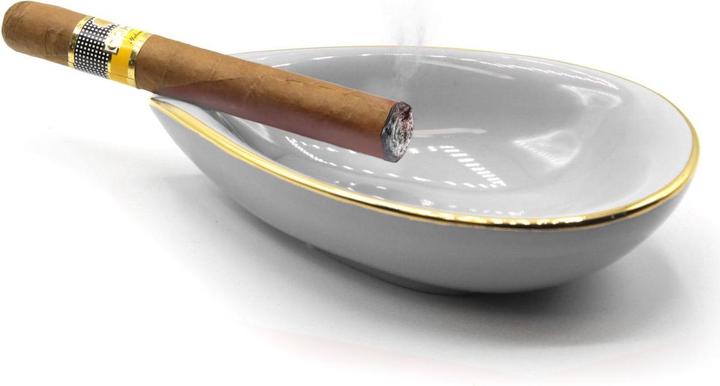 Image du produit adorini cigar ashtray leaf - white & gold