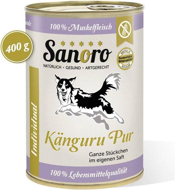 Sanoro Muskelfleisch Känguru Pur Ergänzungsfutter (Junior, Adult, Senior, 12 Stk., 4800 g)