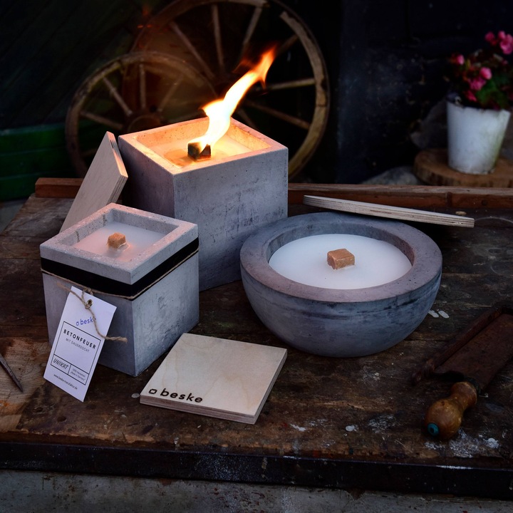 Produktbild Beske Manufaktur Betonfeuer Tischfeuer mit Deckel (17 x 17 x 17 cm)