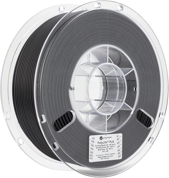 Produktbild Polymaker PolyLite PLA - Black - 2.85mm (PLA, 2.85 mm, 1000 g)