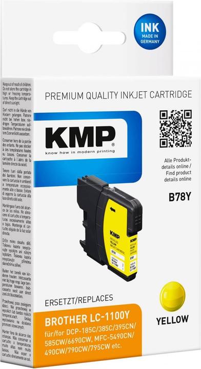 Produktbild KMP B78Y Tintenpatrone yellow kompatibel m. Brother LC-1100 Y (Y)