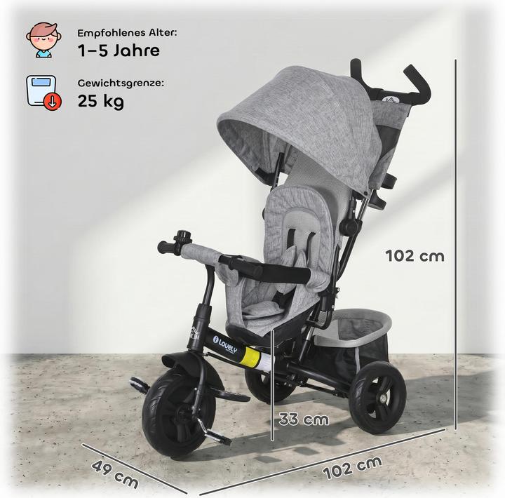 Immagine prodotto Homcom Kinderdreirad Polyester, Metall Grau