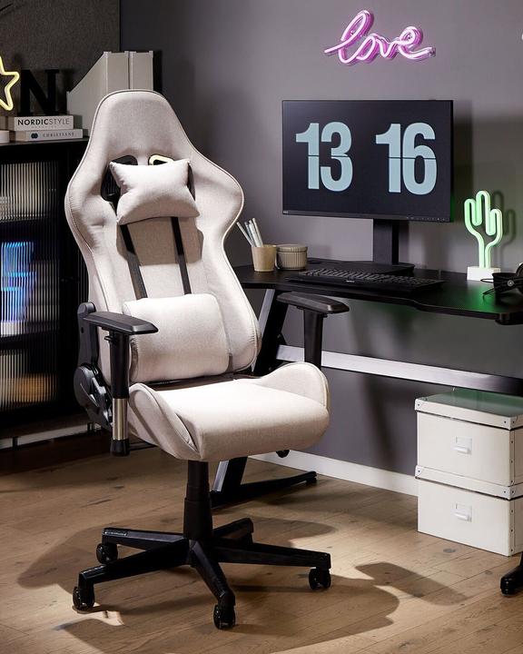 Actual product image Beliani Office Chair in Polyester Fabric Light Grey WARRIOR