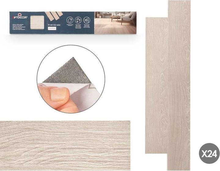 Giftdecor Set 24 hellgraue Parkettfolien 914x152mm