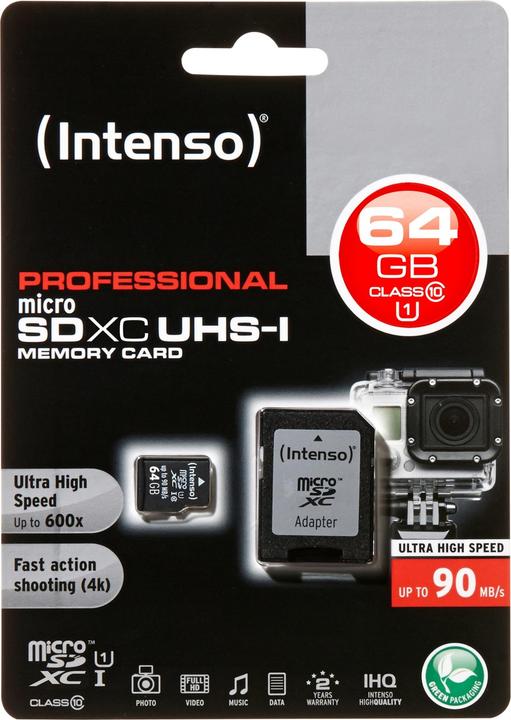 Produktbild Intenso UHS-I Professional (64 GB, microSDXC, U1, UHS-I)