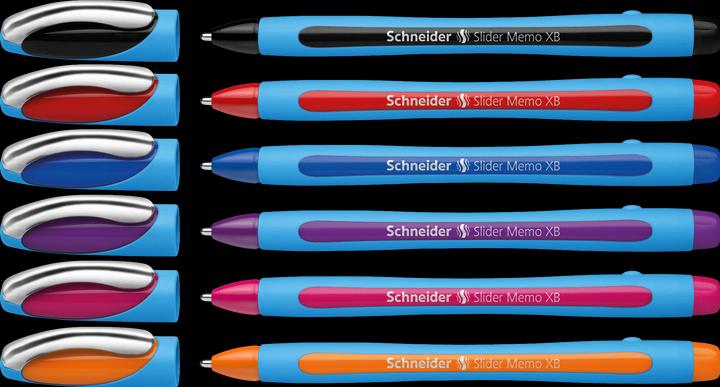 Actual product image Schneider Slider Memo Purple Stick Ballpoint Pen Extra Thick (e) (Assorted colours, 6 x)