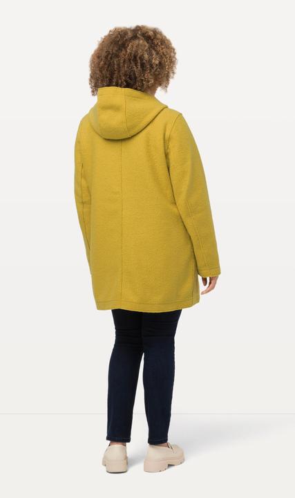 Actual product image Ulla Popken Hooded Curly Wool Look Snap Front Jacket