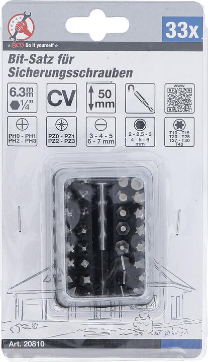 Productafbeelding BGS Bitset voor borgschroeven | Aandrijving zeskantkop 6,3 mm (1/4") | 33 stuks. (Inbus)