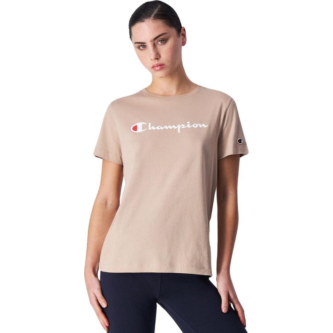 Champion, Damen, Sportshirt, Koszulka damska SS Tee beżowa 117534 MS079 L (L), Beige, L