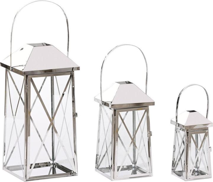 Actual product image Esprit Lantern Home Silver Crystal Steel Chromed 20 x 20 x 48 cm (3 Pieces)