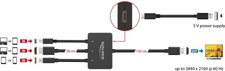 Produktbild Delock Adapter 85830 USB-C, HDMI oder Mini-DP zu HDMI (HDMI, 25.10 cm)