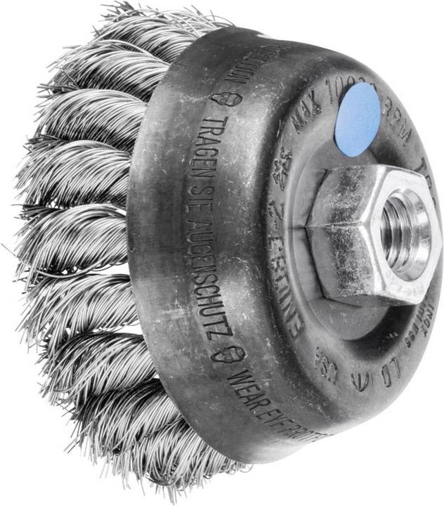 Produktbild Pferd Topfbürste gezopft TBG Ø 80 mm M14 Edelstahl Draht 0,35 für Winkelschleifer 1 St.