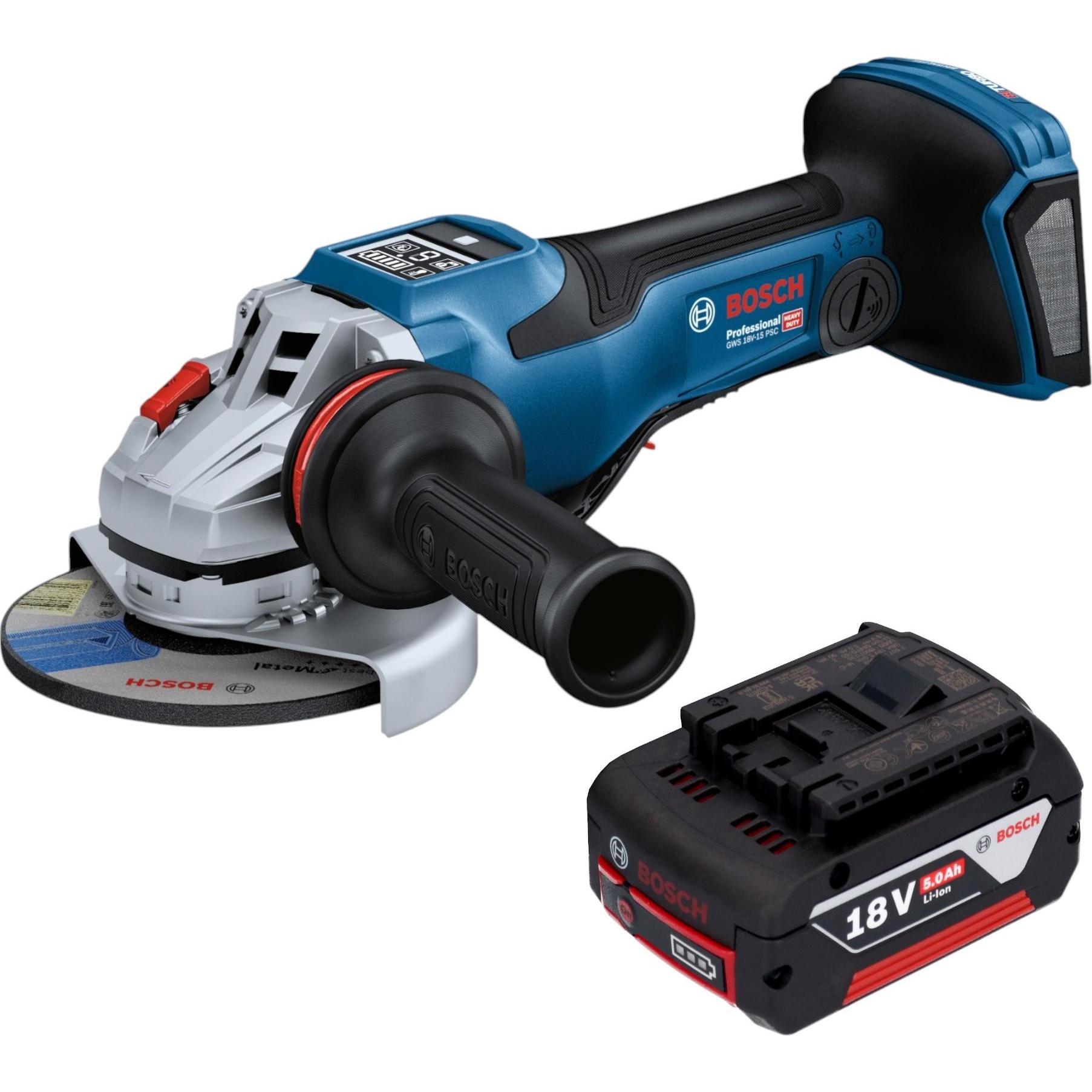 Bosch Professional, Winkelschleifer, Bosch GWS 18V-15 PSC Professional Akku Winkelschleifer 18 V 125 mm BITURBO Brushles...