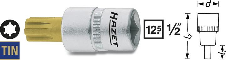 Actual product image HAZET Screwdriver socket 991-8 ∙ Square, hollow 12.5 mm (1/2 inch) ∙ Spline Socket Ribe-CV ∙ M8