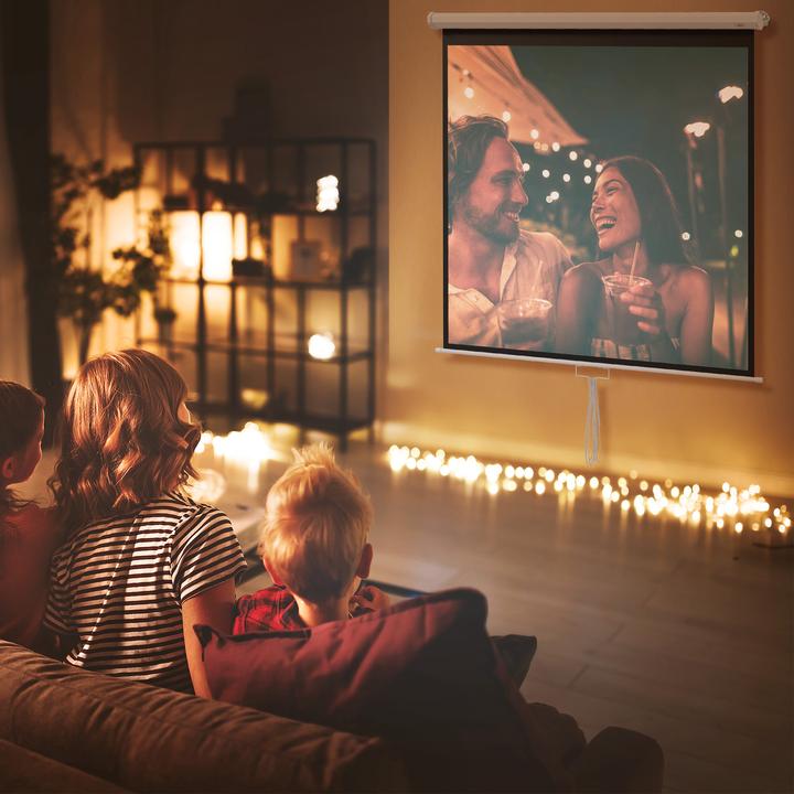 Produktbild Homcom Beamer Leinwand Kunststoff, Metall Weiss (165", 1:1)