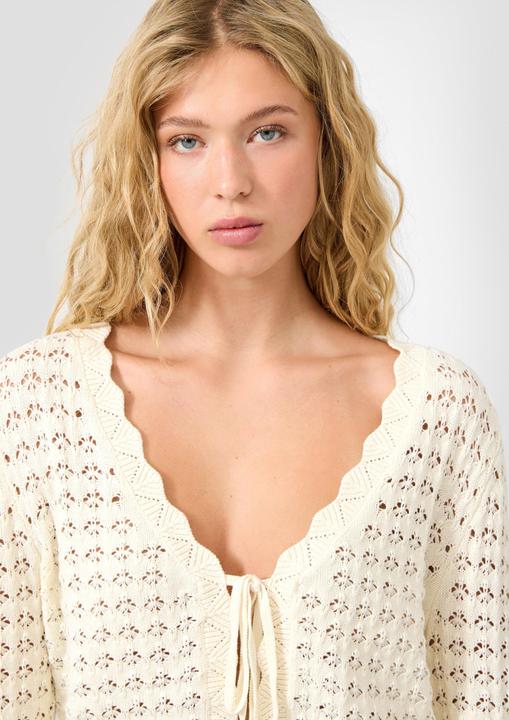 Produktbild s.Oliver Strickjacke Strickjacke mit Ajourmuster und Bindedetail (S)