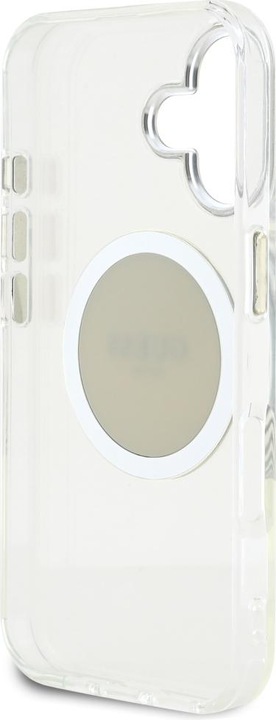 Actual product image Guess Case IML Metal Colored Circle Classic Logo MagSafe for iPhone 16 grey (Apple iPhone 16)