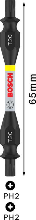 Actual product image Bosch Professional Zubehör PRO Impact screwdriver bit with double blades and pick and click inserts, T20, 65 mm (T20)