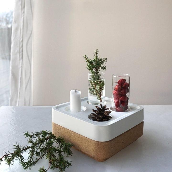 Produktbild Born in Sweden Kerzenhalter aus recyceltem Aluminium, weiss, Stumpastaken Small