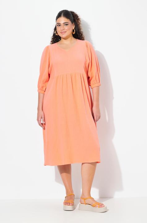 Produktbild Ulla Popken Musselin-Midikleid, A-Linie, V-Ausschnitt, Halbarm (54)