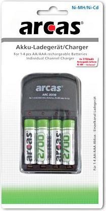 Actual product image Arcas Charger incl. 4 NiMH Mignon batteries 2700 mAh (4 pcs., AA, AAA, 2700 mAh, Battery + charger)