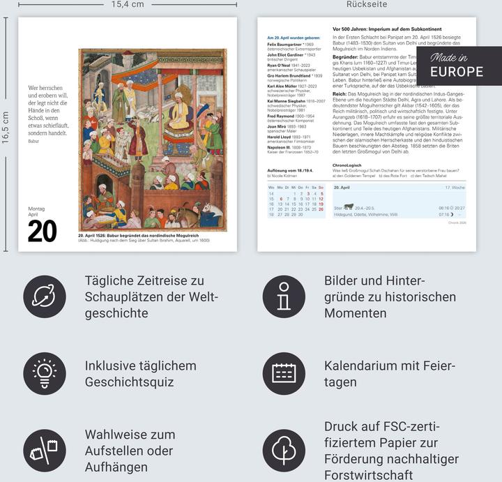 Actual product image Harenberg Chronik Tagesabreisskalender 2026 - Kulturkalender - Personen, Ereignisse, Schauplätze (Hardcover, German)
