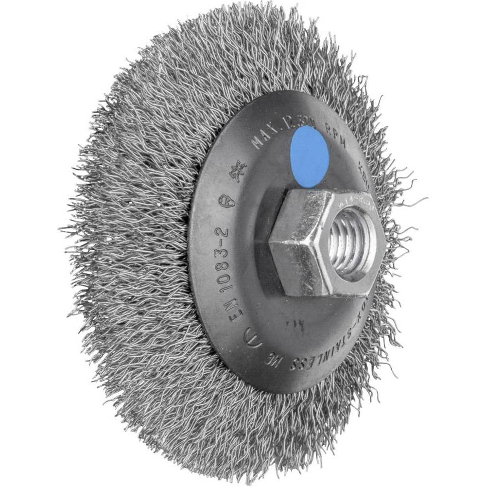 Pferd, Schleifmittel, Kegelbürste ungezopft KBU Ø 100 x 10 mm M14 Edelstahl Draht 0,35 für Winkelschleifer 1 St.