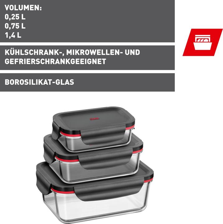 Productafbeelding Silit Storio Opslagpotten Set 3-delige Glazen Opslagpotten Luchtdicht Aromadeksel Voedselopslagpotten (2.40 l)