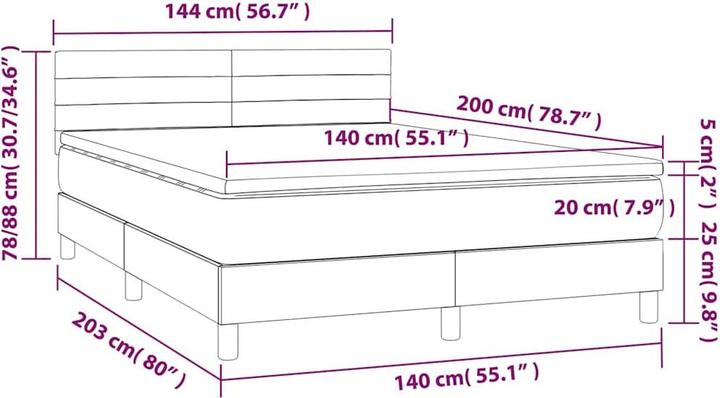 Produktbild vidaXL Boxspringbett (140 x 200 cm)