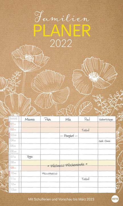Actual product image Heye Chalk Drawing Family Planner 35449397 EN, 27 X 45cm, 2022 (27 x 45 cm, German)