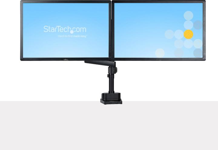 Produktbild StarTech com ARMDUALPIVOT, Klemme, 16 kg, 81,3 cm (32 Zoll), 100 x 100 mm, Höhenverstellung, Schwarz (Tisch, 32", 16 kg)