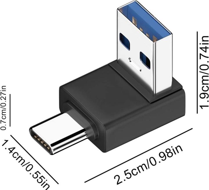 ESTENSIONE ADATTATORE MICRO USB Maschio A Tipo C Femmina 90 Gradi Estensore Angolo Retto EUR 3 - Foto 2