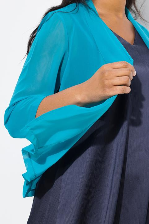 Immagine prodotto Ulla Popken Giacca di chiffon dal taglio oversize con collo a scialle e maniche a 3/4 (46, 48)