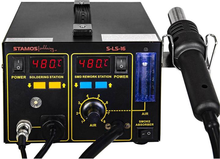Produktbild Stamos Lötstation Lötkolben Entlötstation SMD Rework Station ESD Lötrauchabsaugung 720W