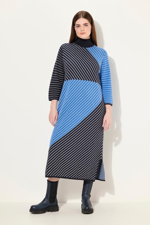 Image du produit Ulla Popken Robe midi en maille de coton bio. Col montant et manches 3/4. (50, 52)