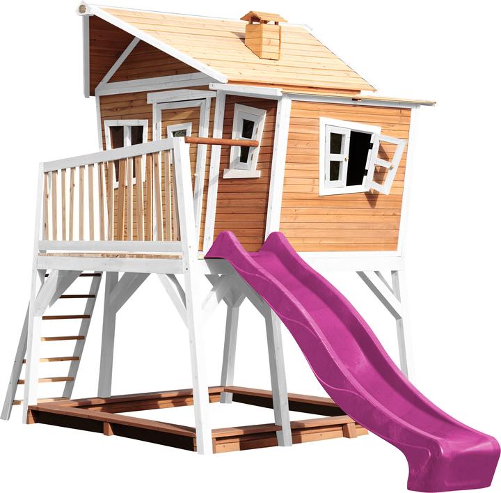 Image du produit Axi Maison de jeu Max marron/blanc - toboggan violet