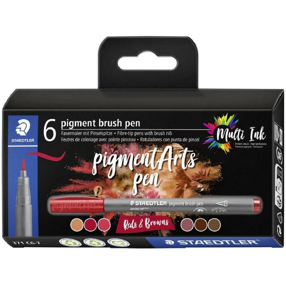 Staedtler, Malstifte, Fasermaler Pigment Arts Brush Pen Reds & Browns (Braun, Rot, 6 x)