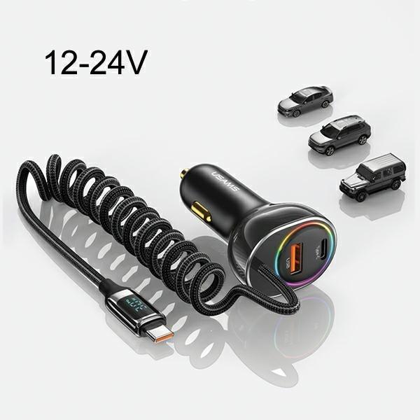 Produktbild Usams Ład. sam. C37 1xUSB+1xUSB-C 60W + kabel USB-C 30W PD+QC Fast Charge czarny/black CC192CC01 (US