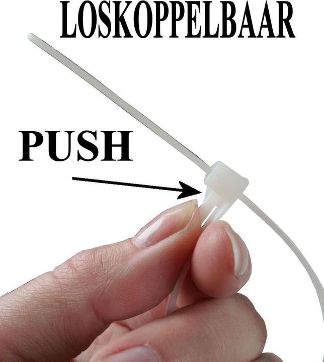 Actual product image ProPlus Cable ties detachable 7.6 x 200mm white, reusable cable ties 50 pieces (Plastic cable ties, 200 mm, 50 pcs.)