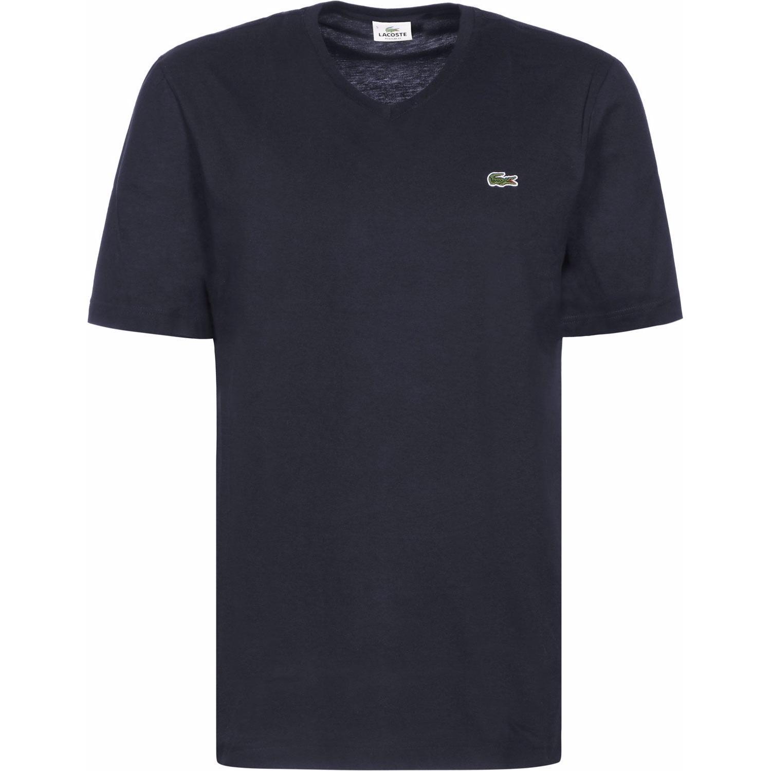 Lacoste, Herren, Shirt, T-Shirt Basic Sport V-Neck, Blau, (L)