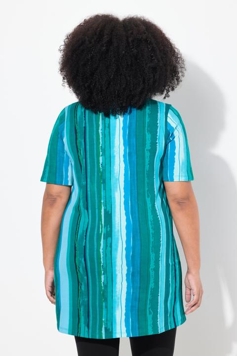 Image du produit Ulla Popken T-shirt long imprimé, ligne A, col V et manches courtes (46, 48)