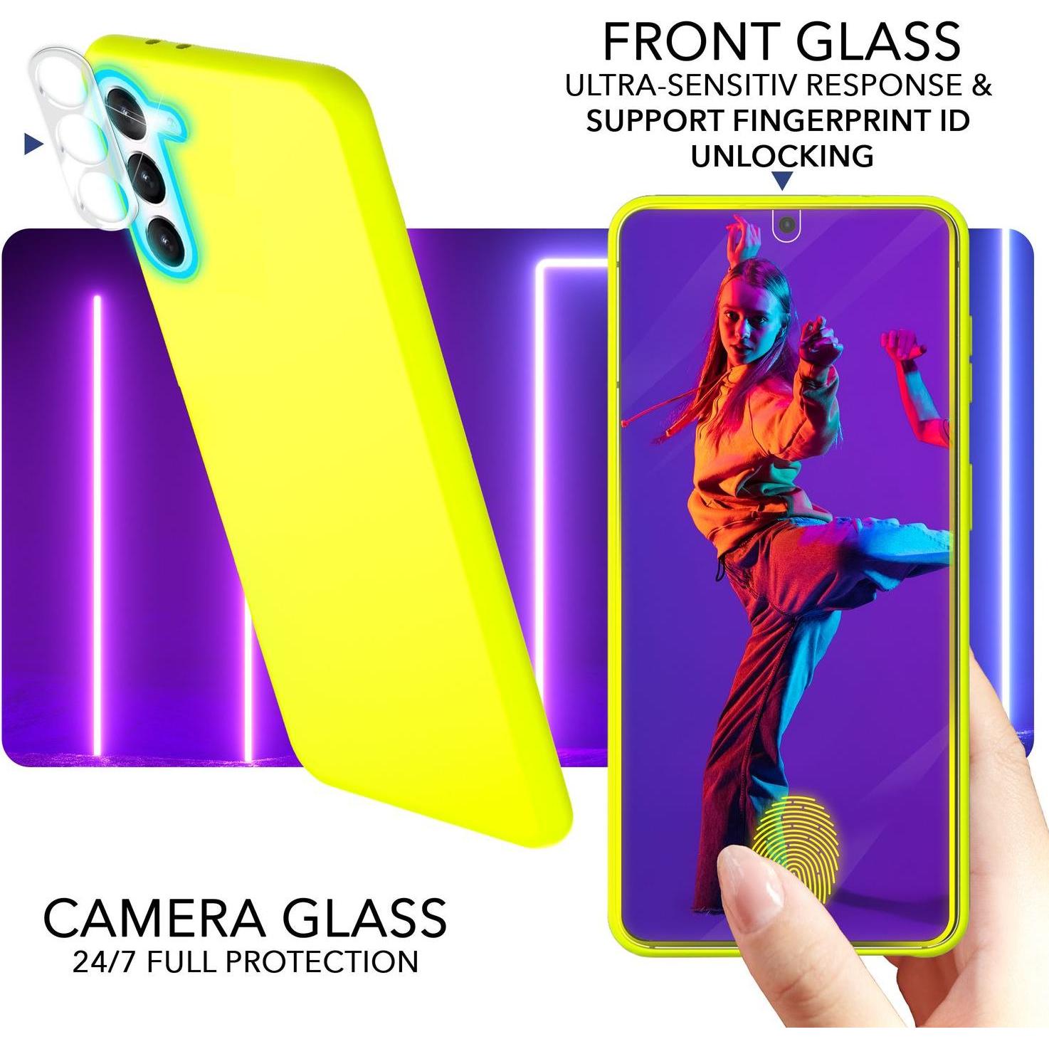 Thumbnail - Nalia Neon Silikon Hülle mit 2x Display- & Kameraschutz (Samsung Galaxy S23+), Smartphone Hülle, Gelb