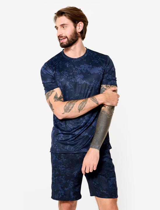 Produktbild Domyos Men's Short-Sleeved Crew Neck Breathable Fitness T-Shirt - Navy Blue (3XL)