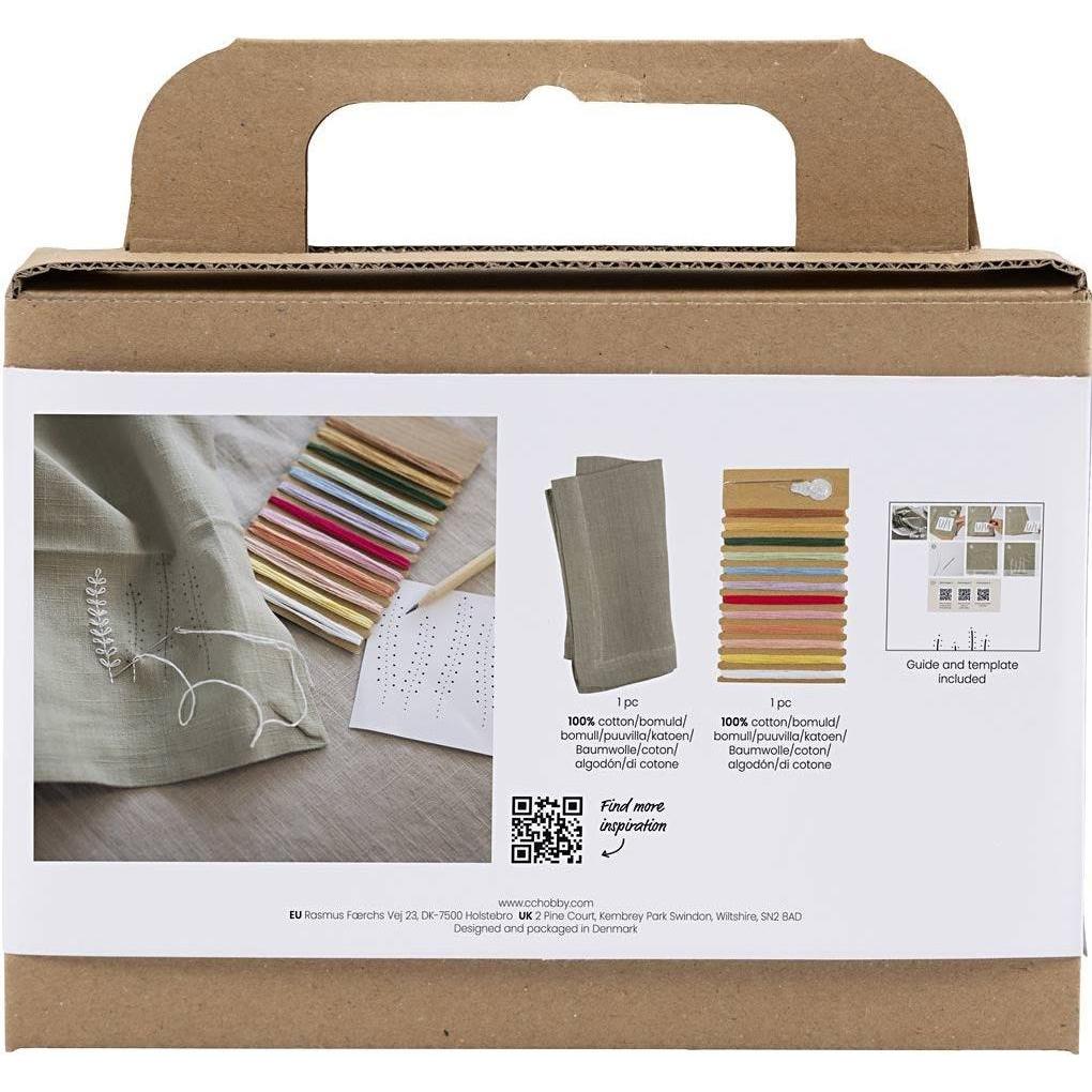 Thumbnail - Creativ Company Bastelset Sticken Serviette, Handarbeitsset, Grün