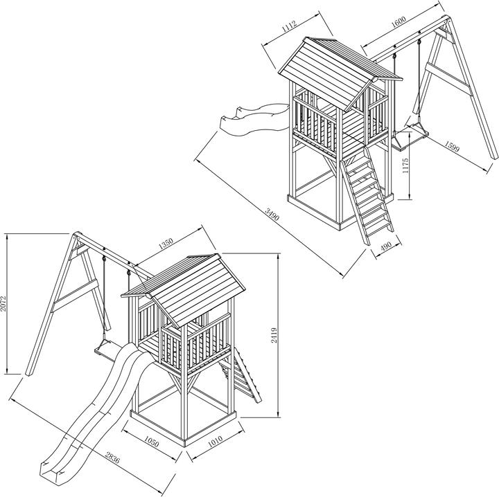 Immagine prodotto Axi Torre da gioco Beach Tower con altalena singola - scivolo blu
